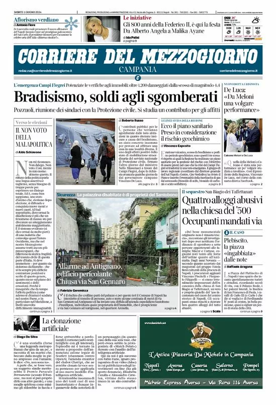 Prima-pagina-corriere del mezzogiorno-del-2024-06-01